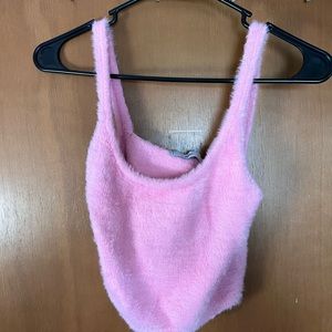 Pink fuzzy tank top